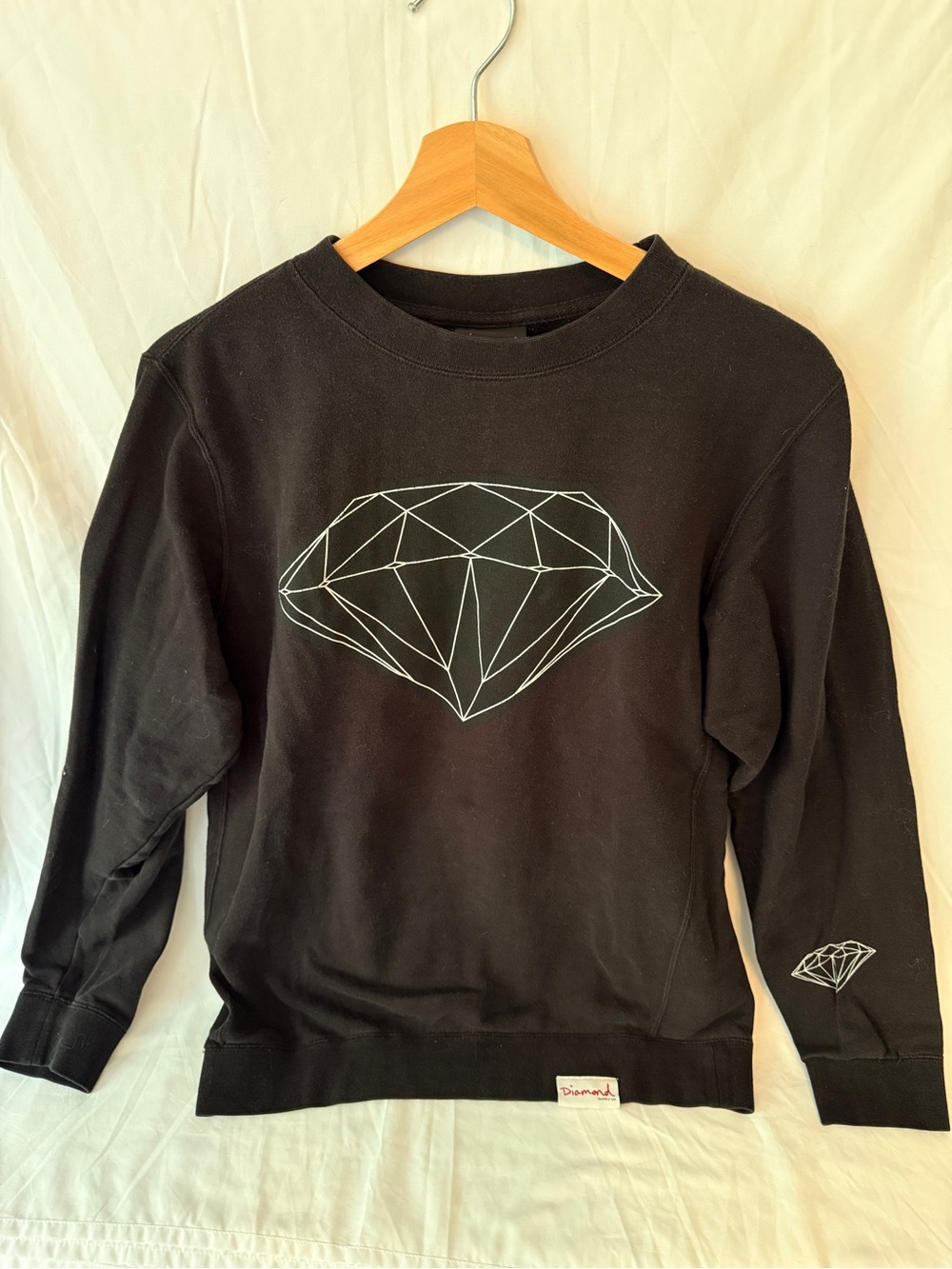 Diamond Supply Co. Black Sweater with White Geometric Diamond Graphic